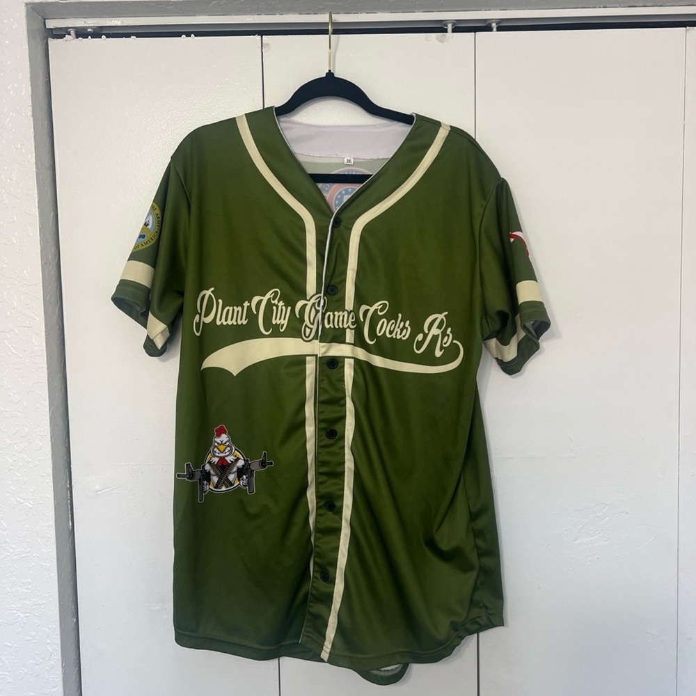 Green Baseball Jersey with Embroidered Logo